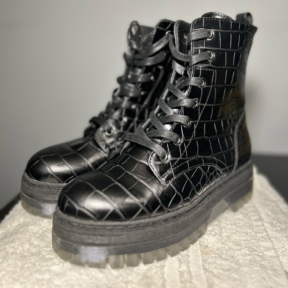 Combat Boots Woman Aligia Shoes Platform Flatform Motorcyclist Toocool EU38 US7 - Picture 4 of 10